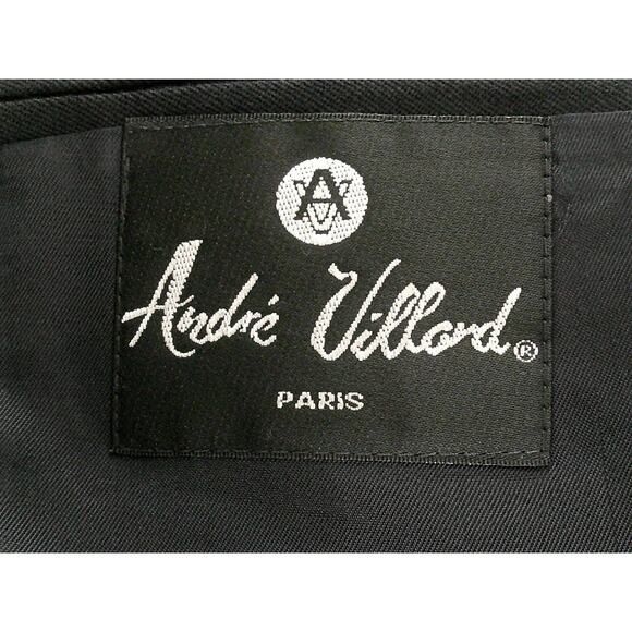 Andre Villard Mens Size S42 Black Wool Notch Vent less Double Breasted Blazer - Picture 6 of 8